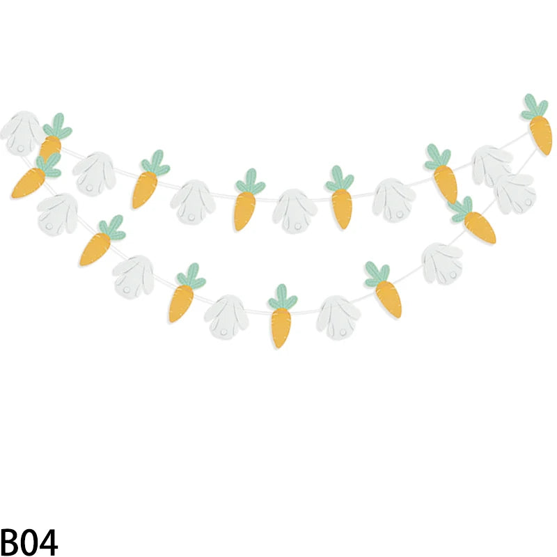 3M Happy Easter Banner Rabbit Carrot Egg Cartoon Bunny Garland Wall Hanging Bunting Flag Easter Party Decoration For Home - Lootquake