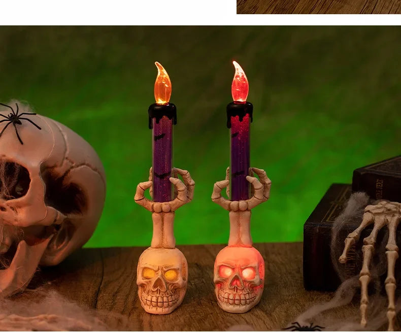 Lampe tête de mort pour Halloween, décoration créative pour fête effrayante, lanterne à bougie unique en forme de tête de mort, décoration d'Halloween, éclairage effrayant