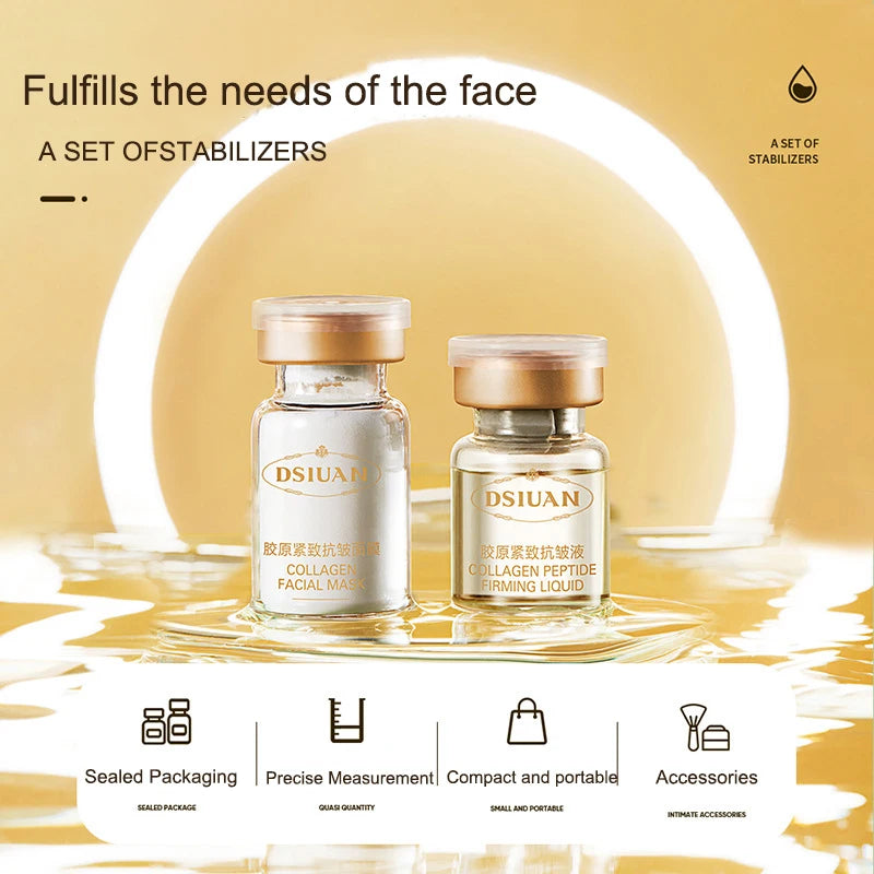 Kit de mascarilla de 6 viales de péptidos de colágeno en polvo liofilizado de Corea, reafirmante facial, hidratante, rejuvenecedor, cuidado de la piel, belleza.