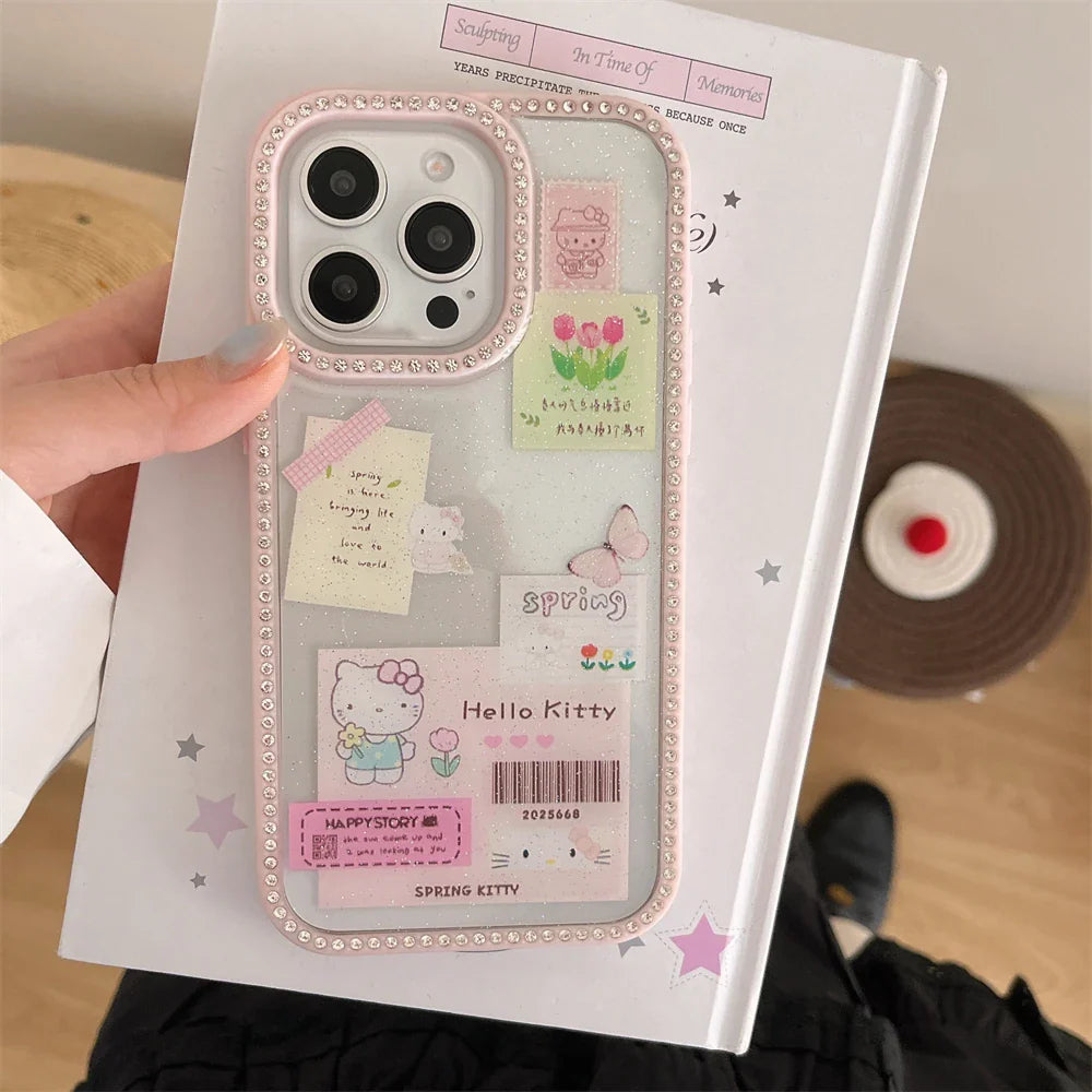 Funda para teléfono con etiqueta de código de barras de tendencia actual, linda funda para teléfono de Hello Kitty para la vida diaria.