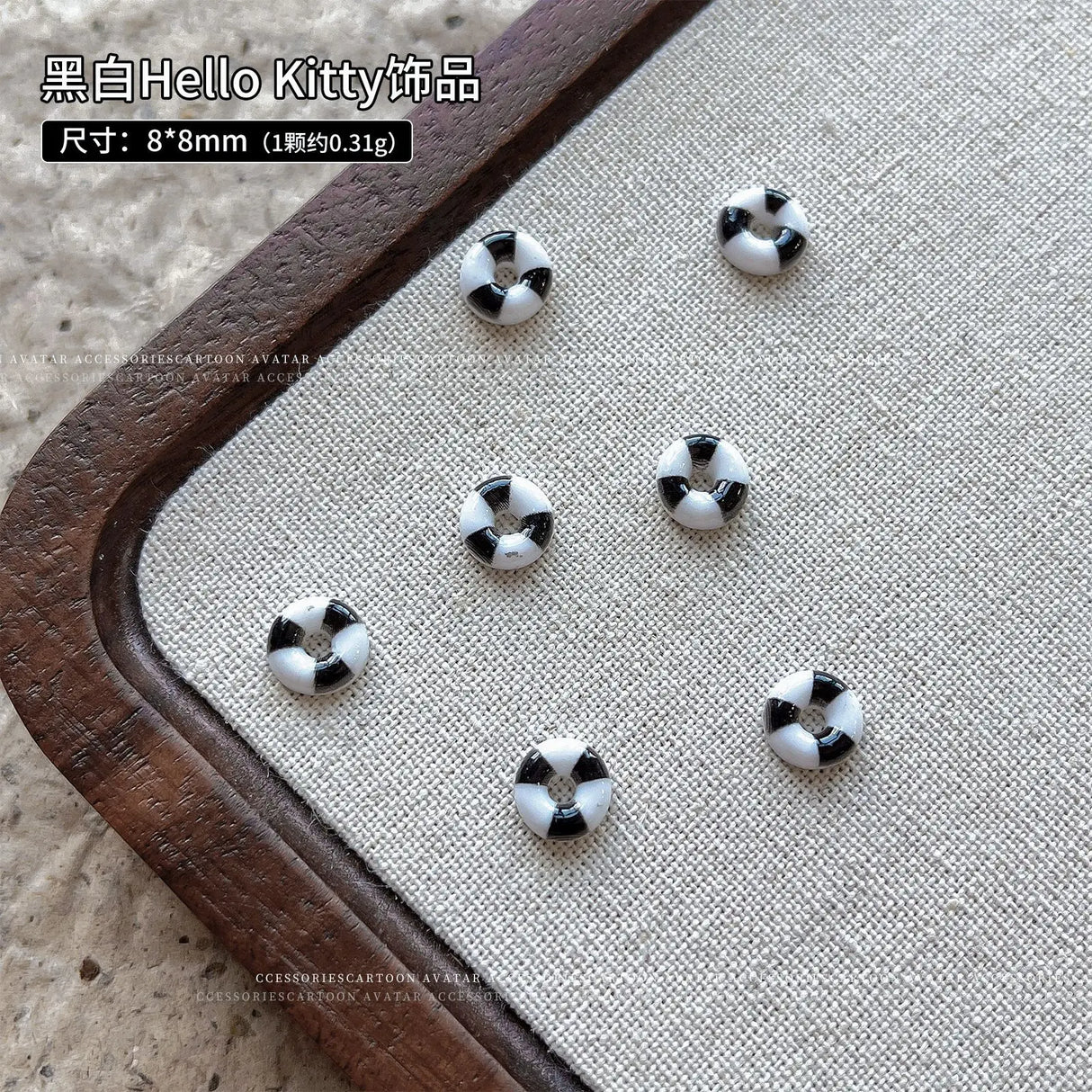20Pcs Sanrioed Summer Beach Hello Kittys Nail Accessories Cartoon Black Skin Resin Charms Diy Girl Gift Nail Decoration - Lootquake