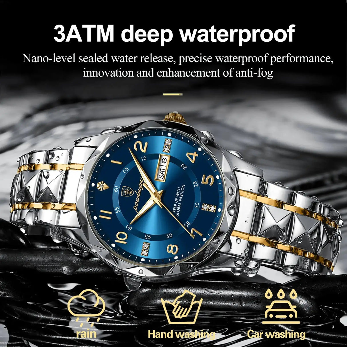 POEDAGAR Luxury Business Men's Wristwatch Stainless Steel Date Week Man Watch Waterproof Luminous Fashion Quartz Watches For Men - Lootquake