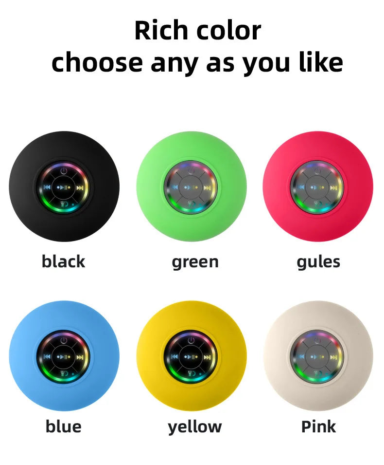Mini enceinte Bluetooth étanche pour salle de bain, sans fil, avec éclairage RVB, pour téléphone, barre de son, mains libres, pour voiture