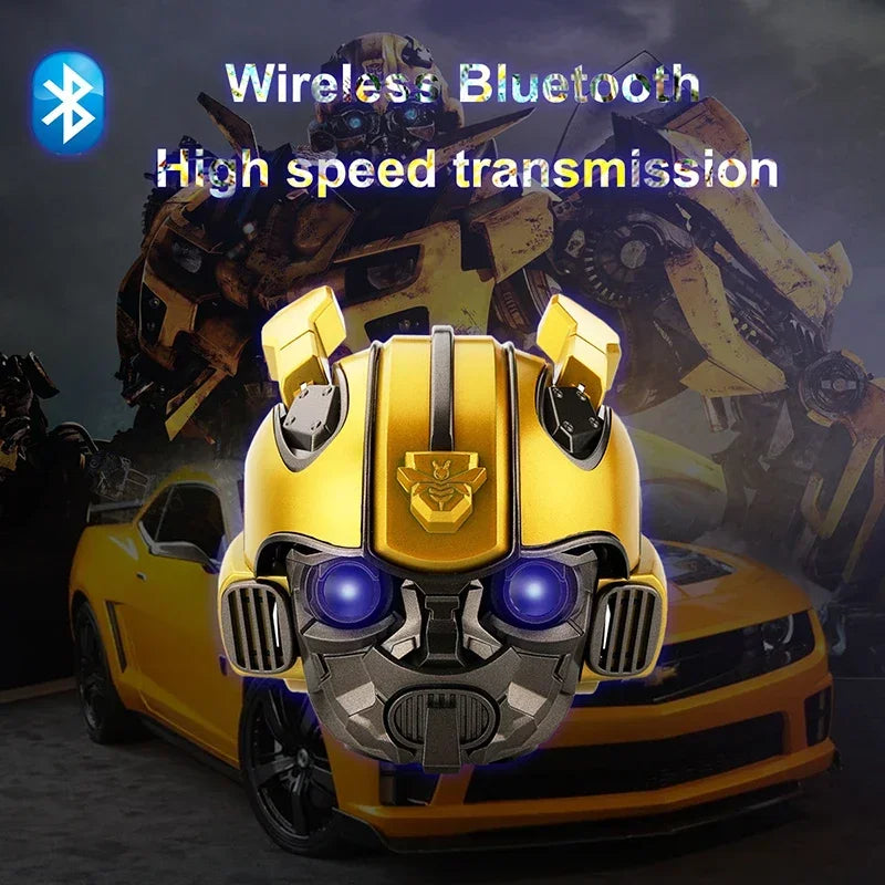 Altavoces Bluetooth Transformers originales Bumblebee Head, altavoces Bluetooth duales, LED, bajos potentes, compatible con TF y radio FM.