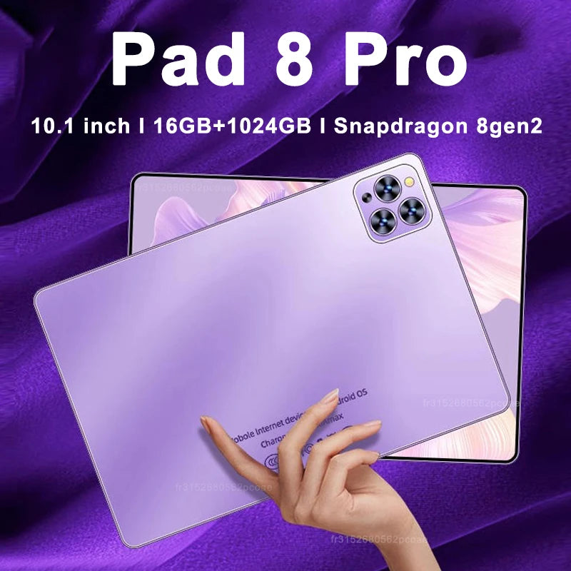 Tableta Pad 8 Pro original de 10,1 pulgadas con Android 13, procesador Snapdragon 8Gen2, 16 GB + 1024 GB, batería de 10000 mAh, 5G, doble SIM, wifi, pantalla completa HD.