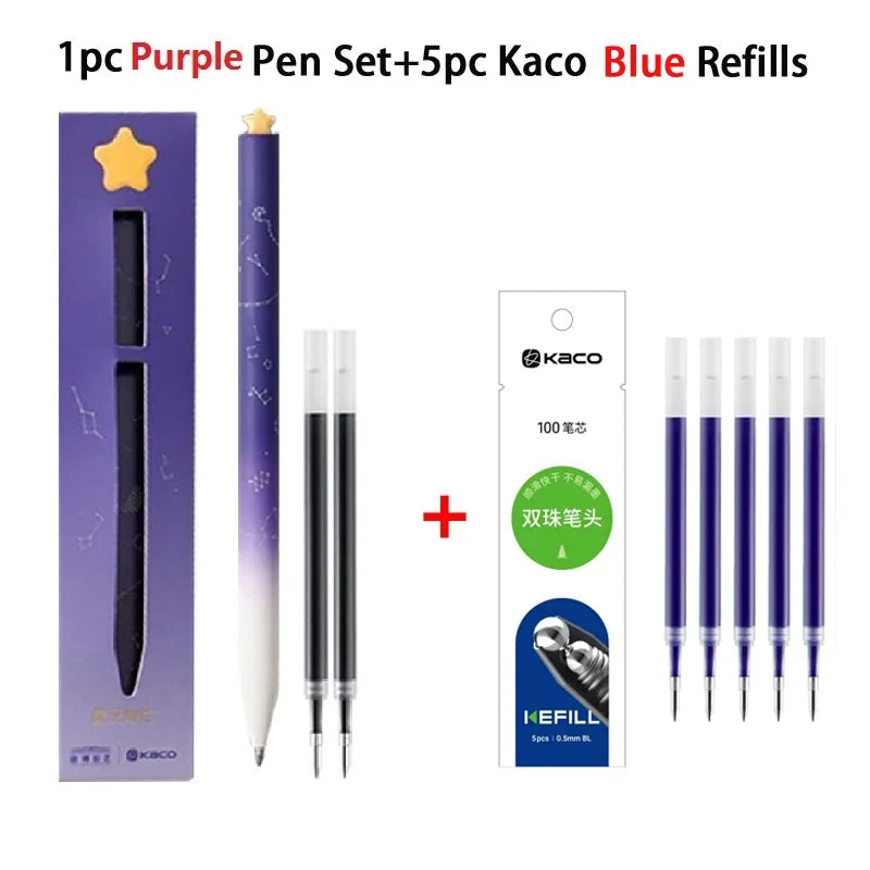 Juegos de bolígrafos de gel KACO, útiles escolares y de oficina para niños, de 0,5 mm de alta capacidad, con forma de corazón o signo del zodiaco, artículos de escritura, regalos de amor, artículos bonitos.