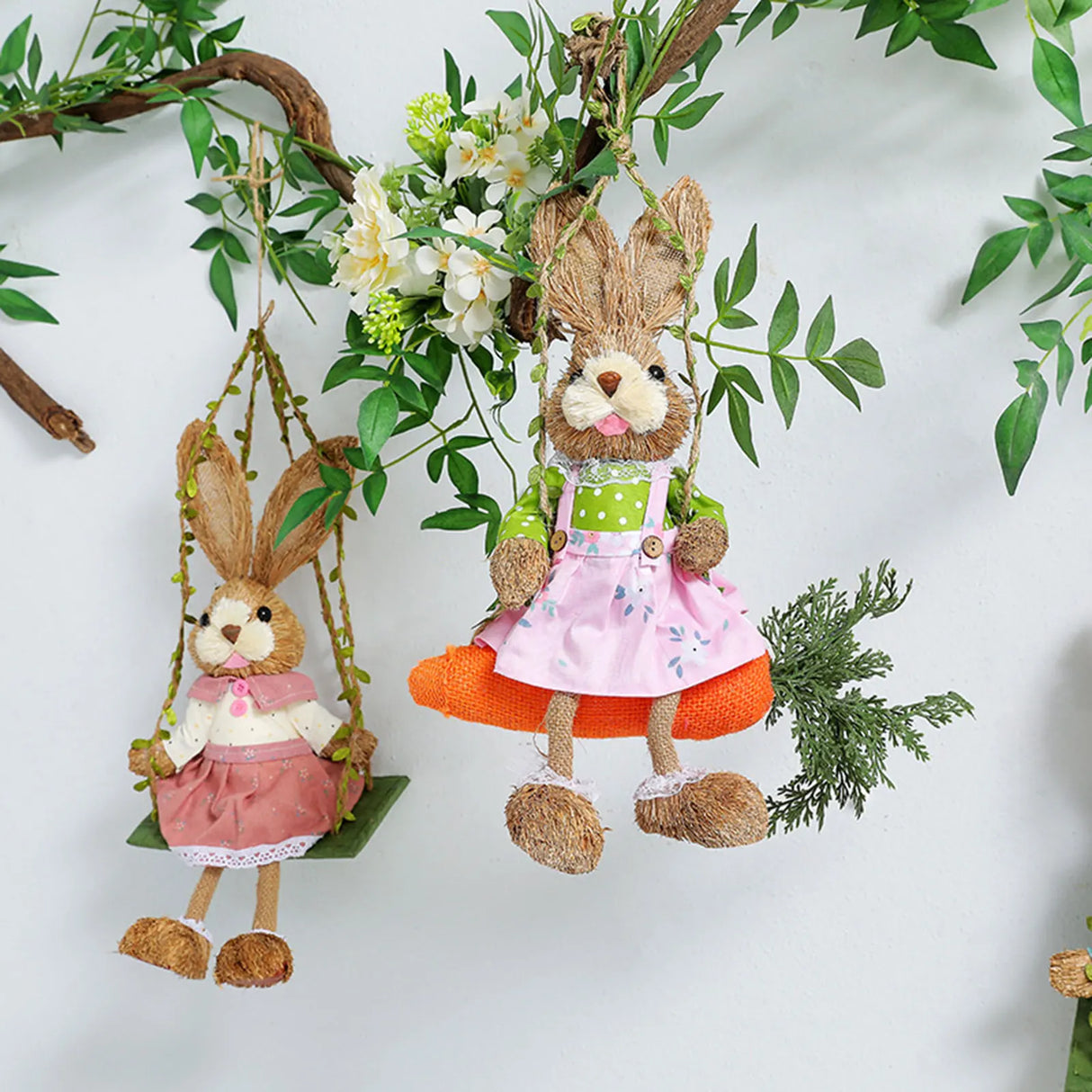 Easter Bunny Pendant Swing Rabbit Hanging Ornament for Dining Room Holiday Collections Display Home Decor Wedding Party Art Gift - Lootquake