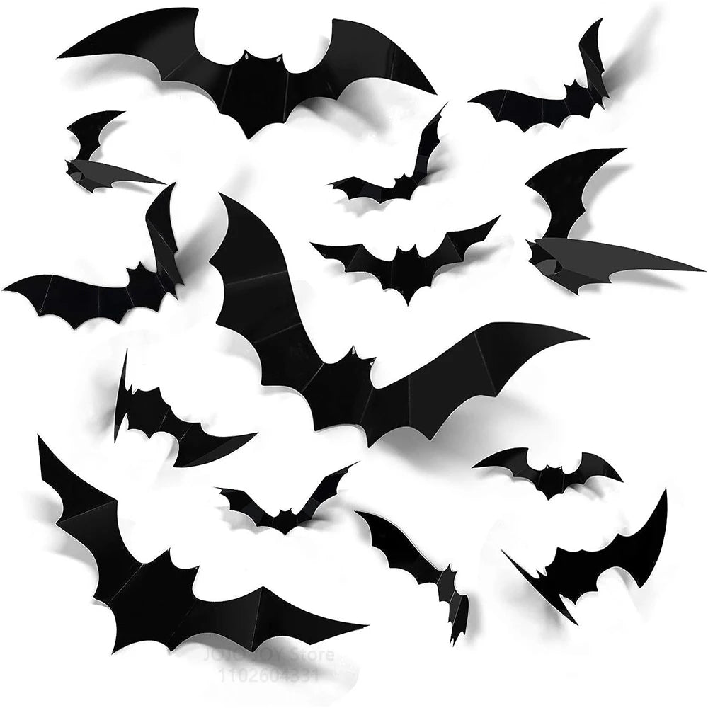 Halloween Decoration 3D Black PVC Bat Halloween Party DIY Decor Wall Sticker Bar Room Halloween Party Scary Decos Props