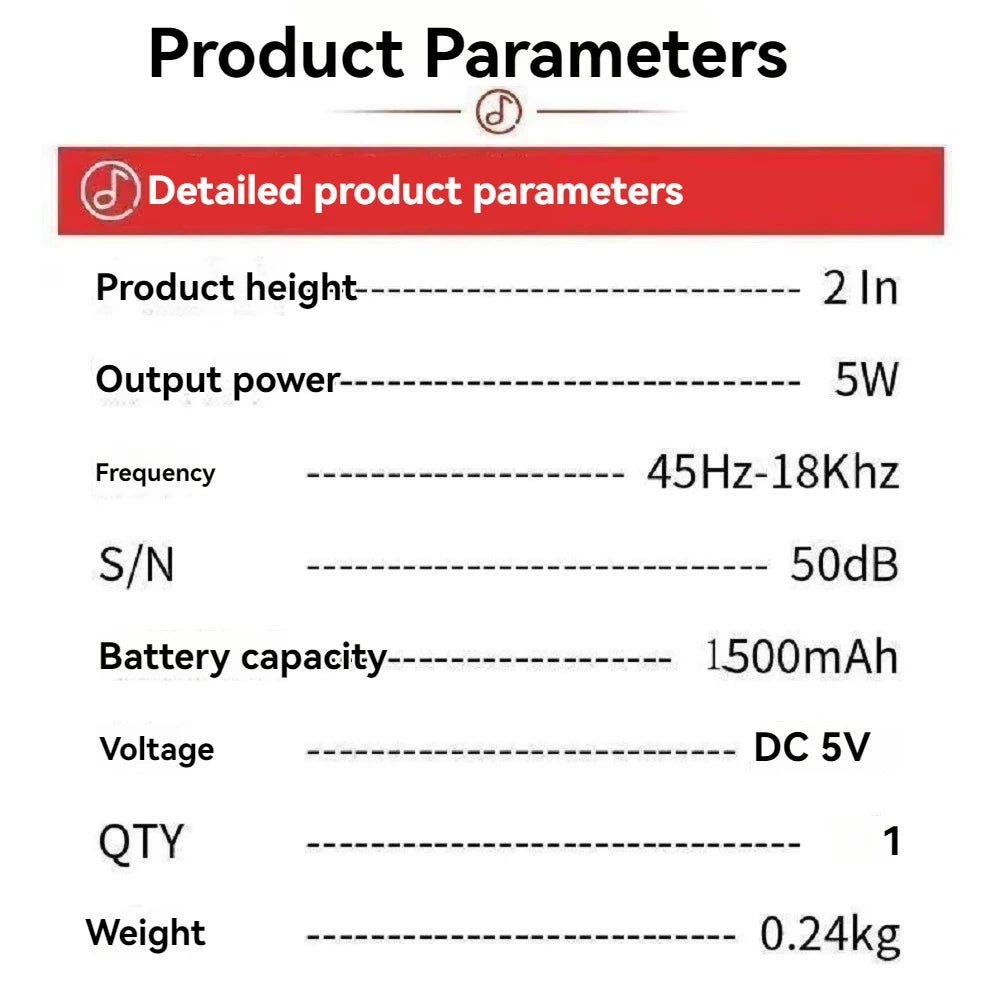 Altavoz Bluetooth inalámbrico portátil con luz LED RGB de 1500 mAh, subwoofer estéreo para exteriores, altavoz doméstico de alto volumen, impactante.