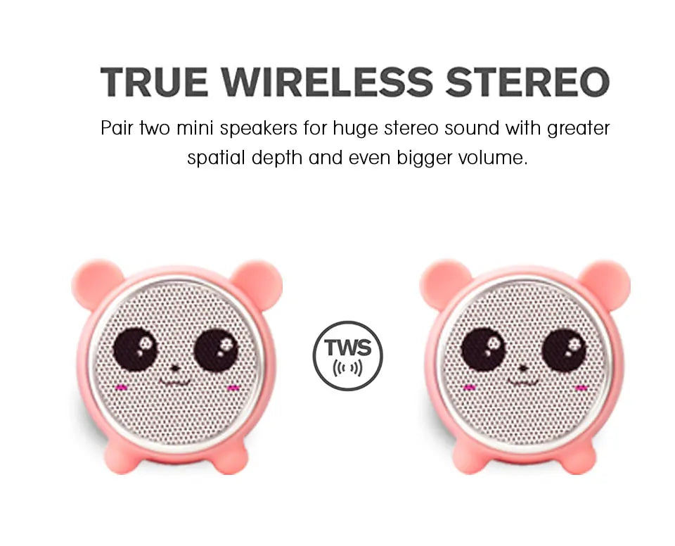 Enceinte Bluetooth sans fil pour animaux, mini haut-parleurs Hi-Fi, son TWS, pour l'extérieur ou le bureau, maison, bébé panda