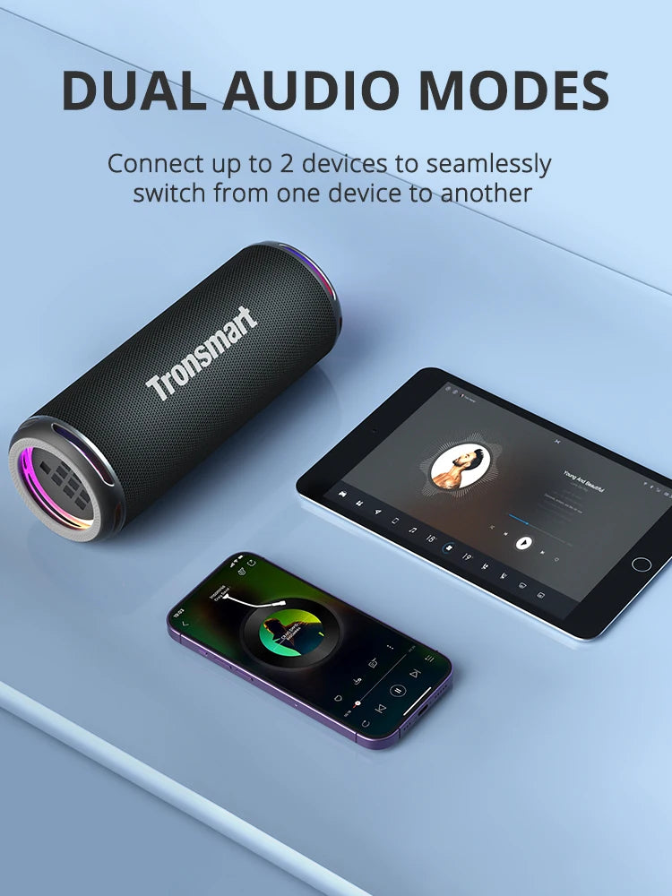 Enceinte Bluetooth Tronsmart T7 Lite, basses améliorées, portable, autonomie 24 h, contrôle par application, étanchéité IPX7, idéale pour le camping