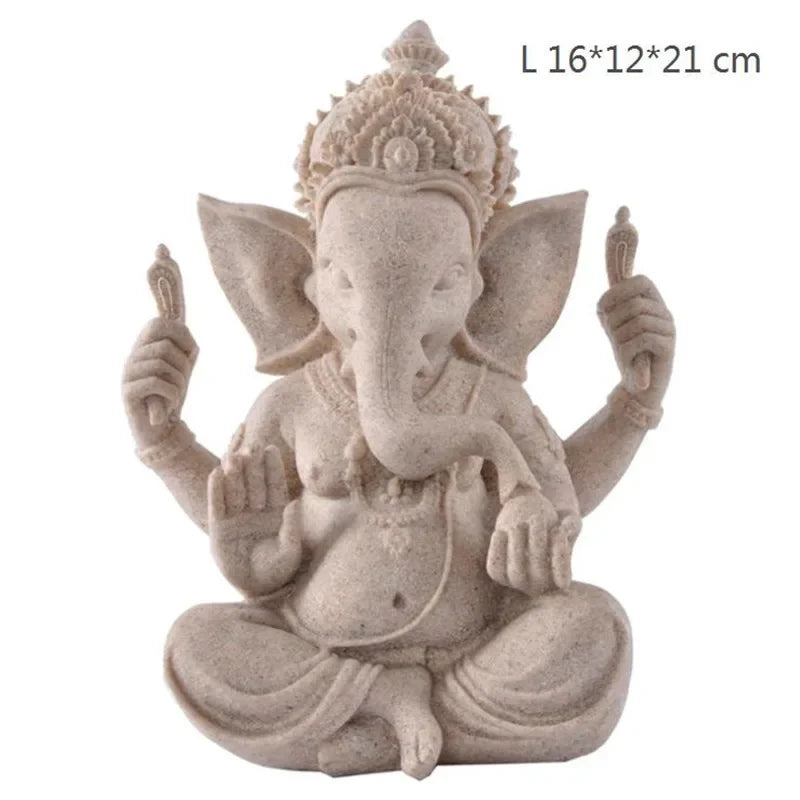 Escultura artesanal de arenisca, meditación sentada, estatua de Buda, escultura de elefante Ganesha, quemador de incienso, decoración Feng Shui,