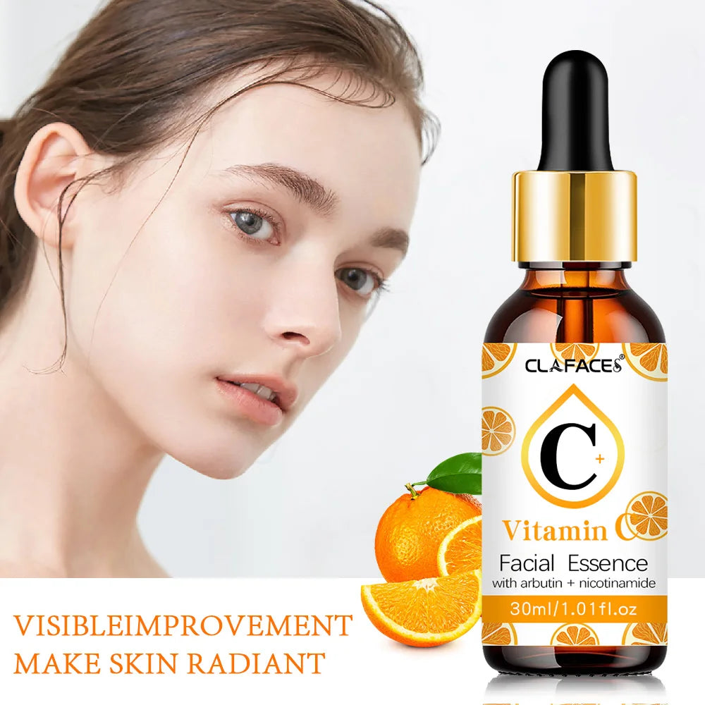 La esencia de vitamina C elimina manchas oscuras, blanquea, hidrata, resiste el envejecimiento, las arrugas y reafirma los cosméticos para el cuidado de la piel 30 ml