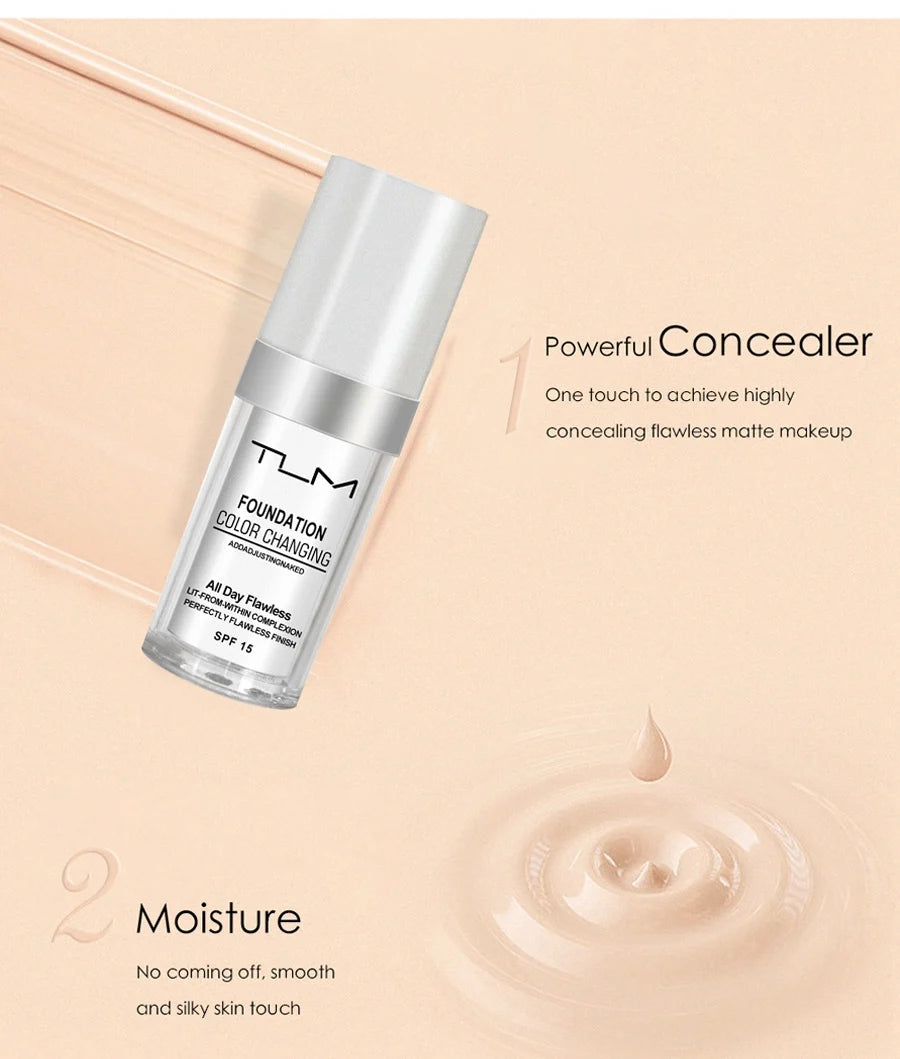 TLM TUM Base de maquillaje líquida profesional, cobertura total, corrector facial, resistente al agua, ilumina, cubre ojeras, 30 ml