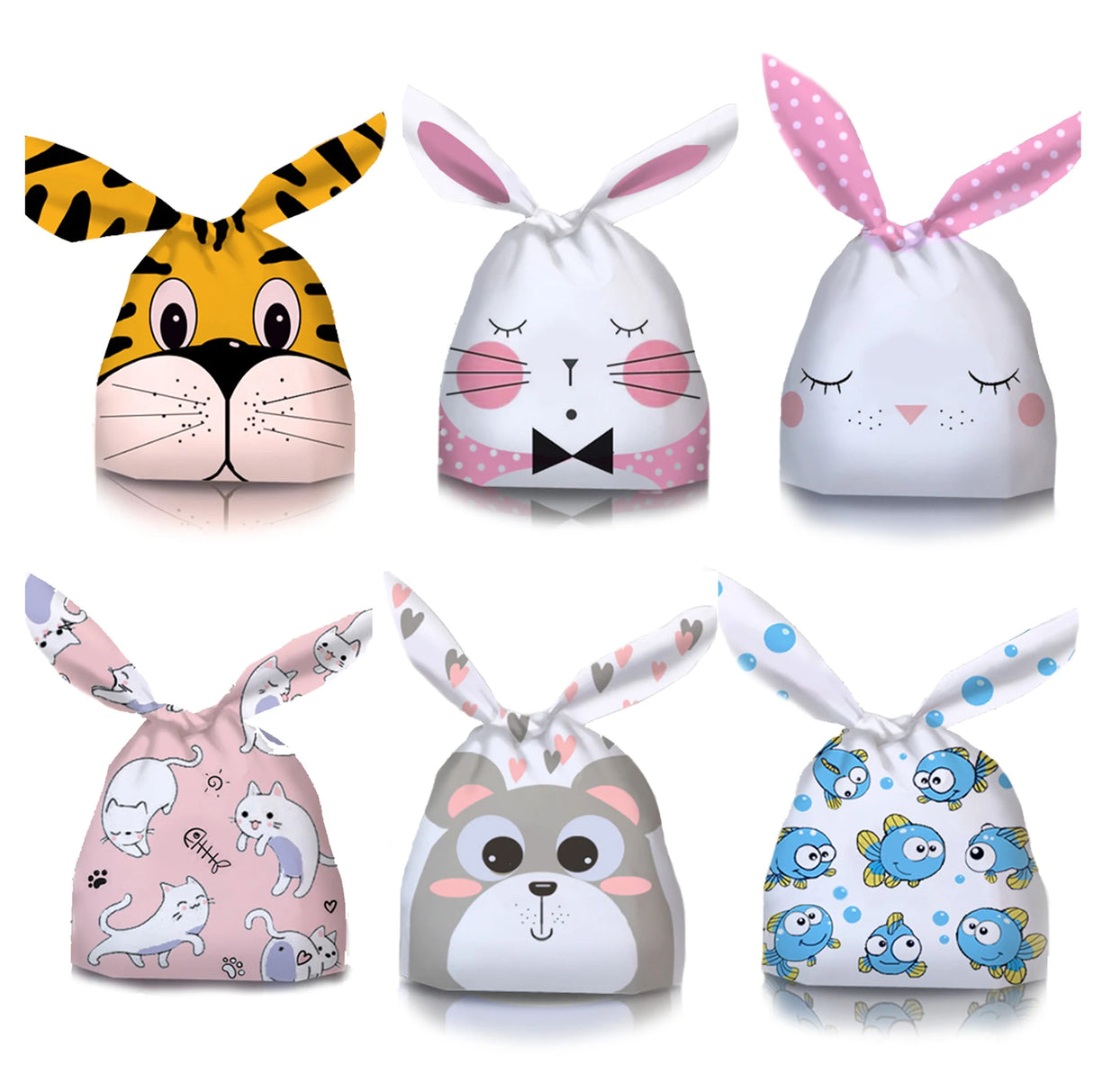 50Pcs Easter Rabbit Ear Bags Cookie Candy Gift Plastic Bags Pouch Baking Packaging for Biscuits Easter Decoration 2024 Birthday - Lootquake