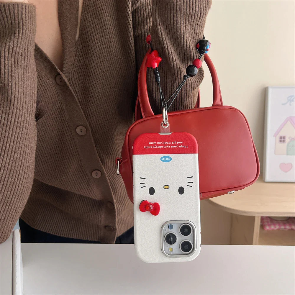 Funda para teléfono con lazo estilo coreano con protección de lentes chapada de lujo