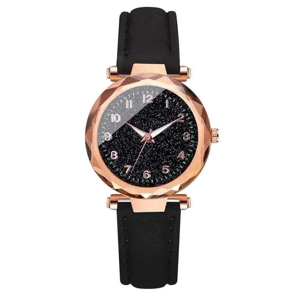 5pcs Set Womens Watches Set Ladies Fashion Watch Black Female New Simple Casual Womens Analog WristWatch Bracelet Gift No Box - Lootquake