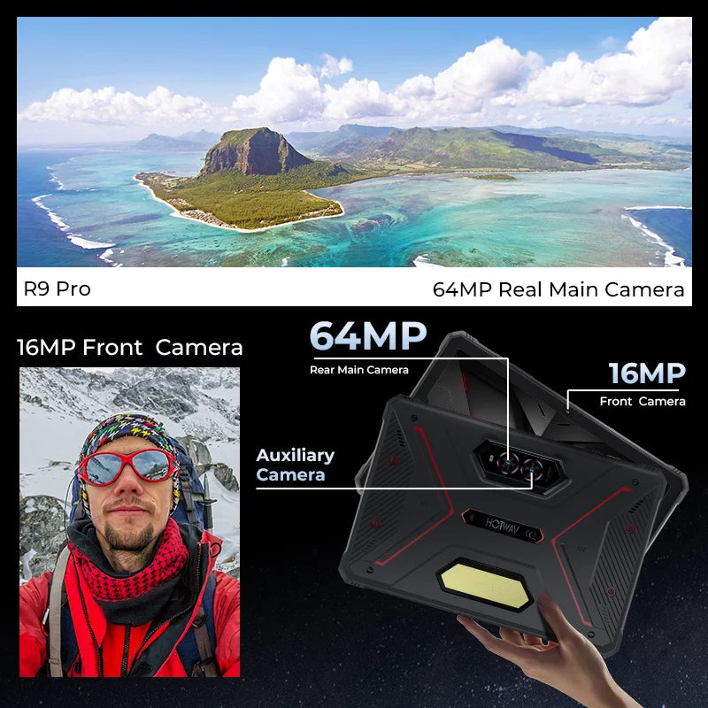 Tablette robuste HOTWAV R9 Pro 11 pouces FHD+ 2K, batterie de 20 080 mAh, Android 14, 6 Go, 256 Go, appareil photo, 4G, version internationale