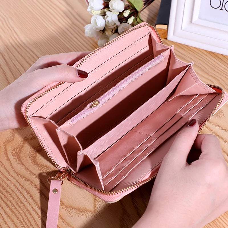 Fashion Wallets Zipper Coin Purse Lady Long Short Purses Handbags Women Clutch Cards Holder PU Leather Moneybag Billfold Wallet - Lootquake