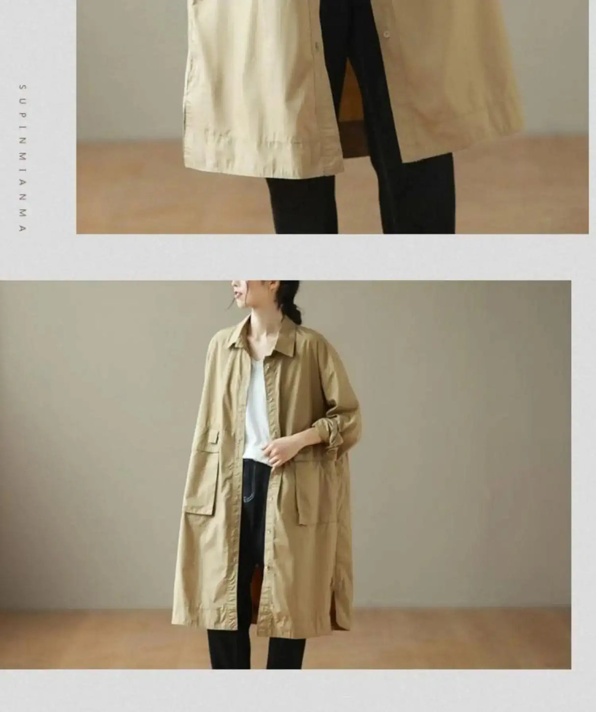 9290 Spring Fall Trench Coat Women Mid Length Windbreaker Single-breasted Double Pockets Casual Loose Overcoat Female Outerwear - Lootquake