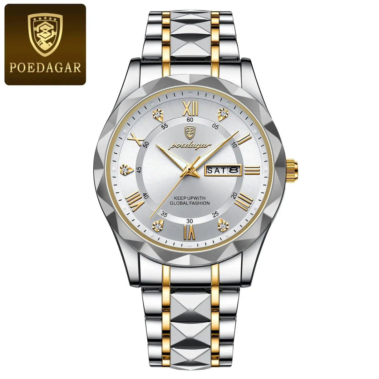 POEDAGAR Business Men's Watch Waterproof Luminous Stainless Steel Date Week Watches For Man Fashion Luxury Quartz Men Wristwatch - Lootquake