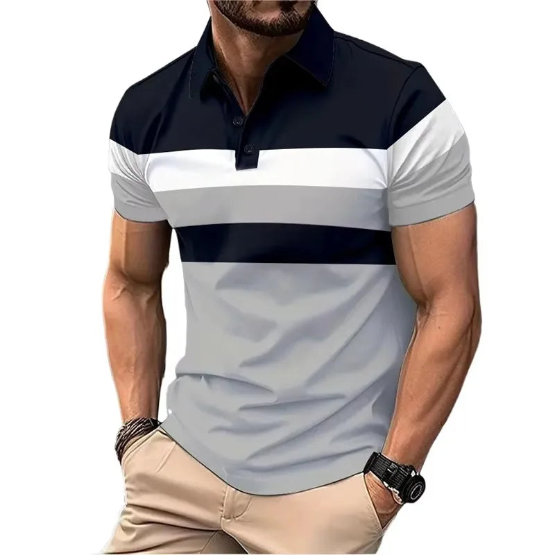 Summer Men's Short Sleeve Polo Shirts Splice Breathable Lightweight T Shirts Mens Outdoor Sweatwear Turn Down Mens Shirts - Lootquake