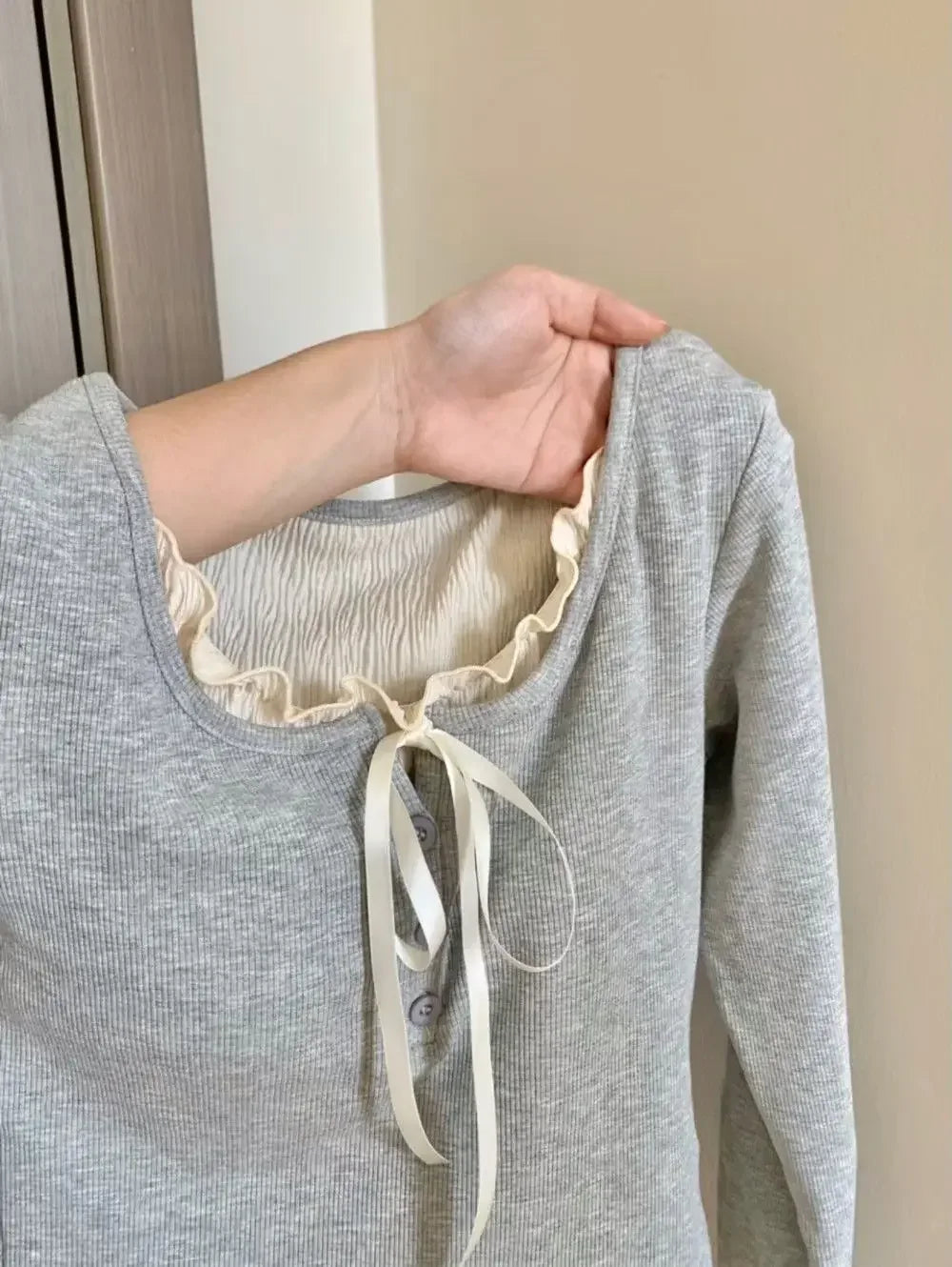 2024 Summer Kawaii Sweet Y2k Crop Tops Woman Casual Slim Long Sleeve Blouse Solid Korean Fashion Bodycon Pullover Office Lady - Lootquake