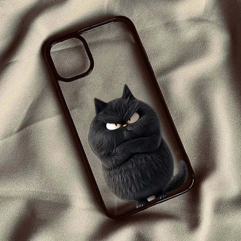 Funda transparente para teléfono con diseño de gato divertido y genial