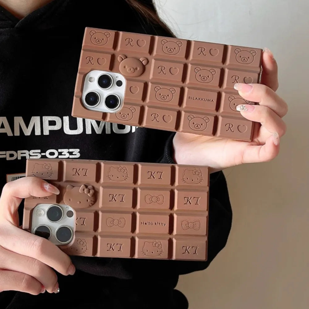 Funda de silicona suave para teléfono con dibujos animados en 3D de Hello Kitty y Rilakkuma