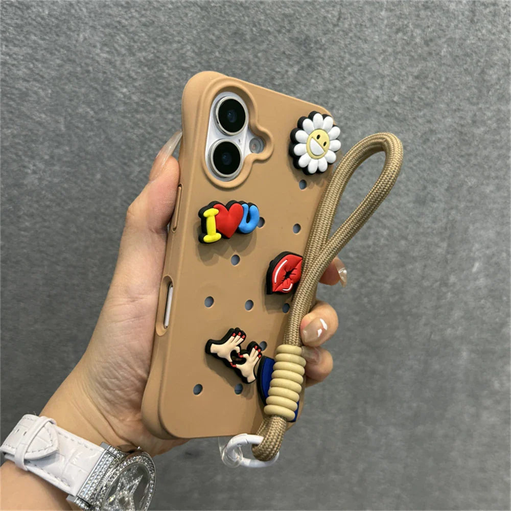 Funda blanda de silicona líquida con agujeros para iPhone