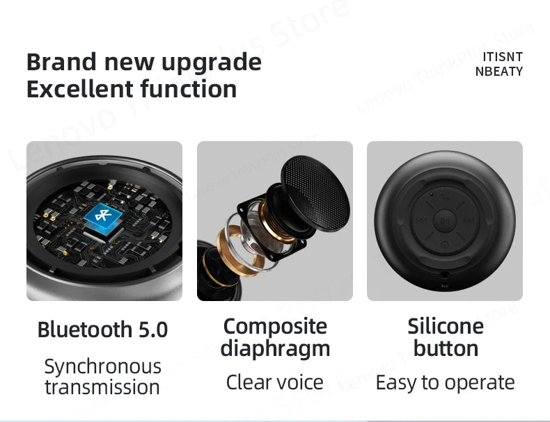 Altavoz portátil inalámbrico Bluetooth Lenovo K30, resistente al agua, con USB, para exteriores, con sonido envolvente y graves.