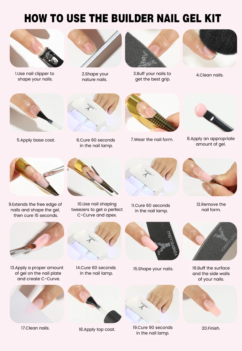 Esmalte de uñas en gel YOKEFELLOW de 15 g, color rosa nude, transparente, para construcción, extensión, remojo, UV LED, acrílico.