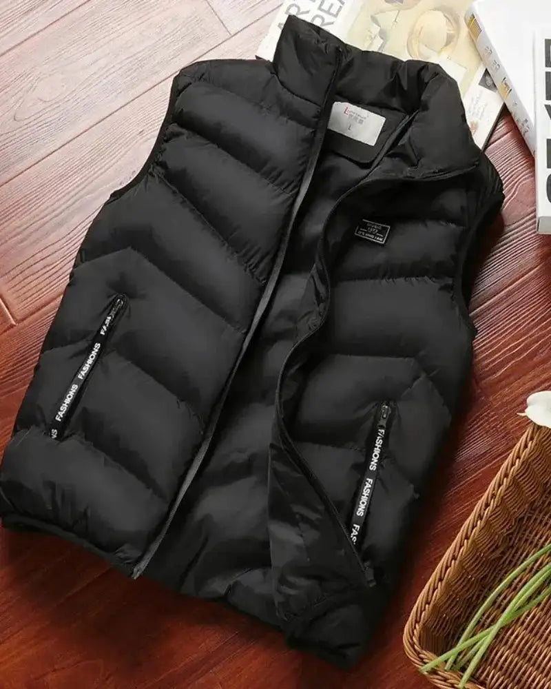 2024 New Puffer Sleeveless Coats Mens Solid Color Down Jacket Winter Warm Vest Jacket Men Waistcoat Outwear Windbreaker Clothing - Lootquake