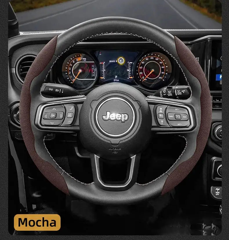 For Jeep Suede Snap-on Steering Wheel Cover Fit Renegade Compass Wrangler Jk Jl Grand Cherokee Wk2 Accessories Wj Portachiavi - Lootquake