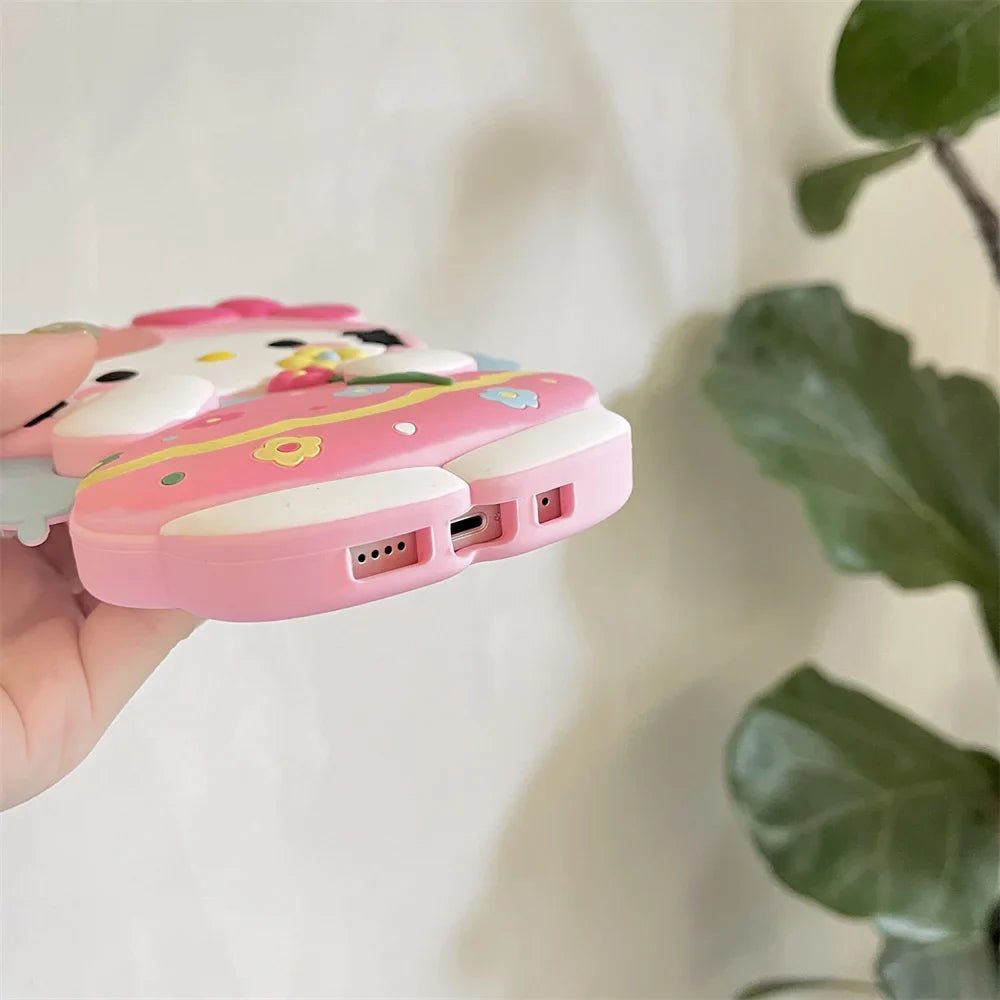 Silicone Cartoon Flower Wings Hello Kitty Phone Case