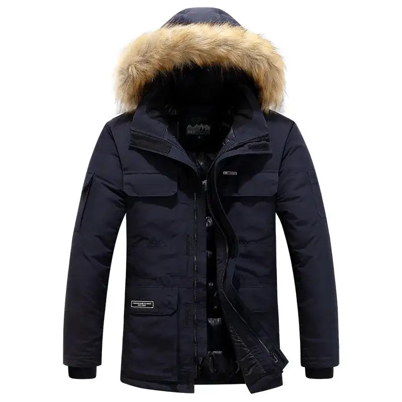 New Men Parkas Coat Windbreaker Big Pockets Wholesale Winter Parkas Men Thicken Coat Fur Hooded Jacket Overcoat Keep Warm Male - Lootquake