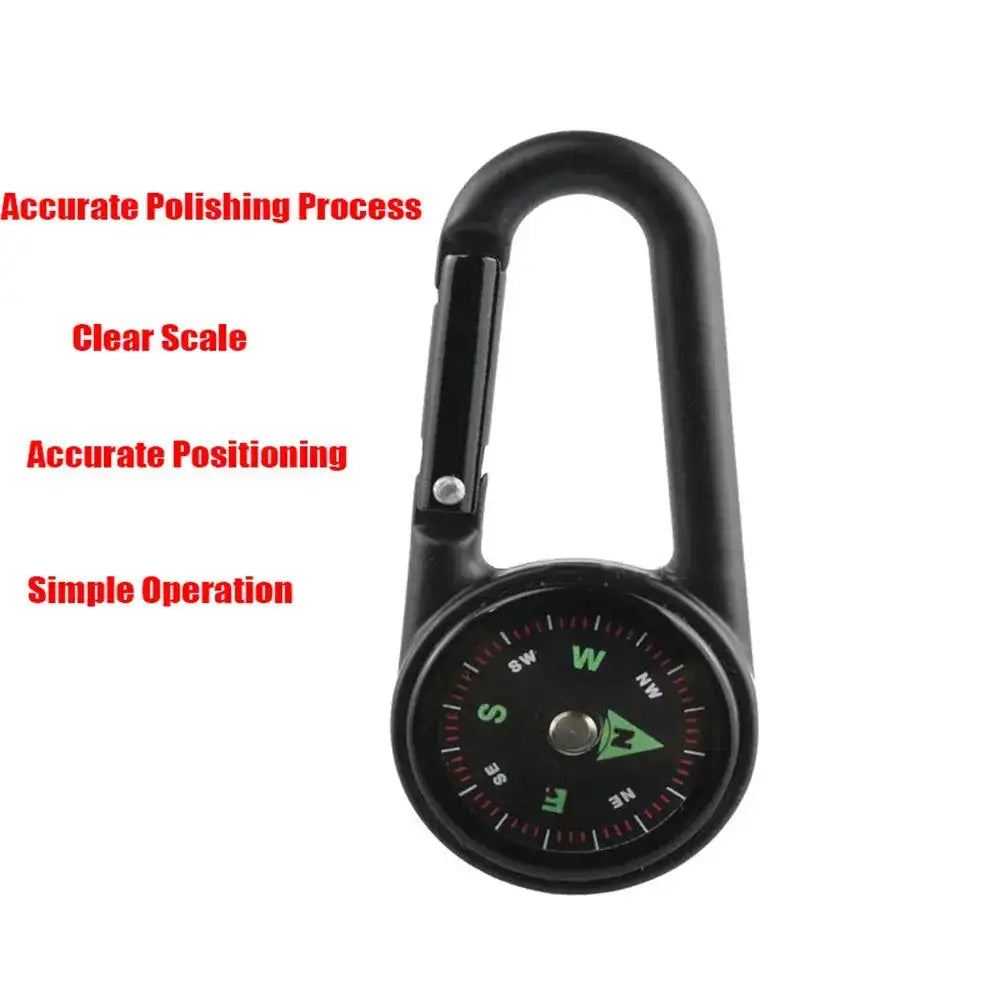 Mini Compass Thermometer Carabiner Compass Thermometer Carabiner 3 in 1 Outdoor Hiking Key Buckle Double Sided Metal Compasses - Lootquake