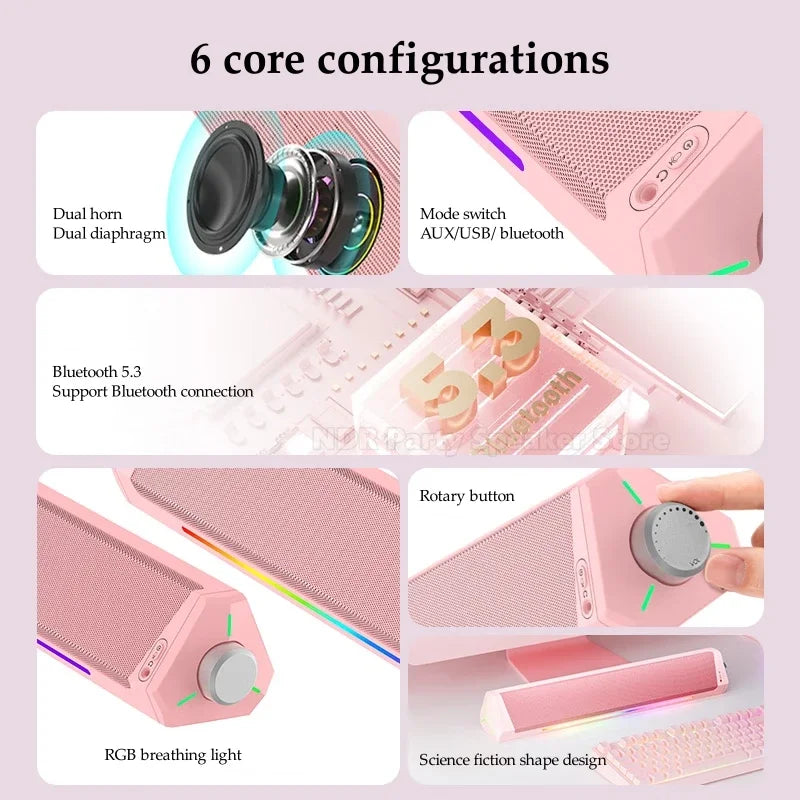 Home Bluetooth Gaming Speakers Portable USB Subwoofer Surround Stereo Sound Amplifiers Soundbar Speaker Desktop Speakers For PC