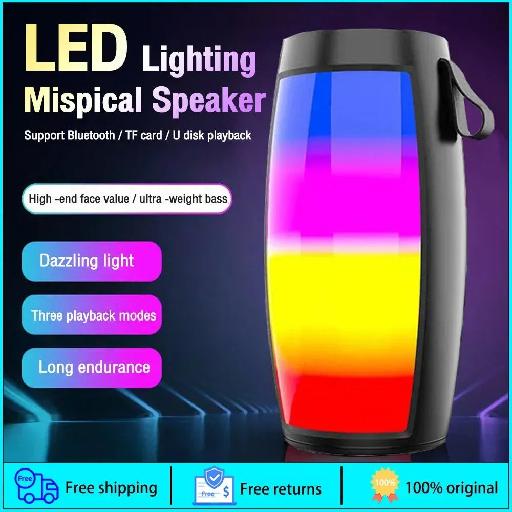 Enceintes Bluetooth sans fil 1202, portables, pour la maison, l'extérieur, la voiture, caisson de basses, petit haut-parleur avec lumières LED, système audio MP3