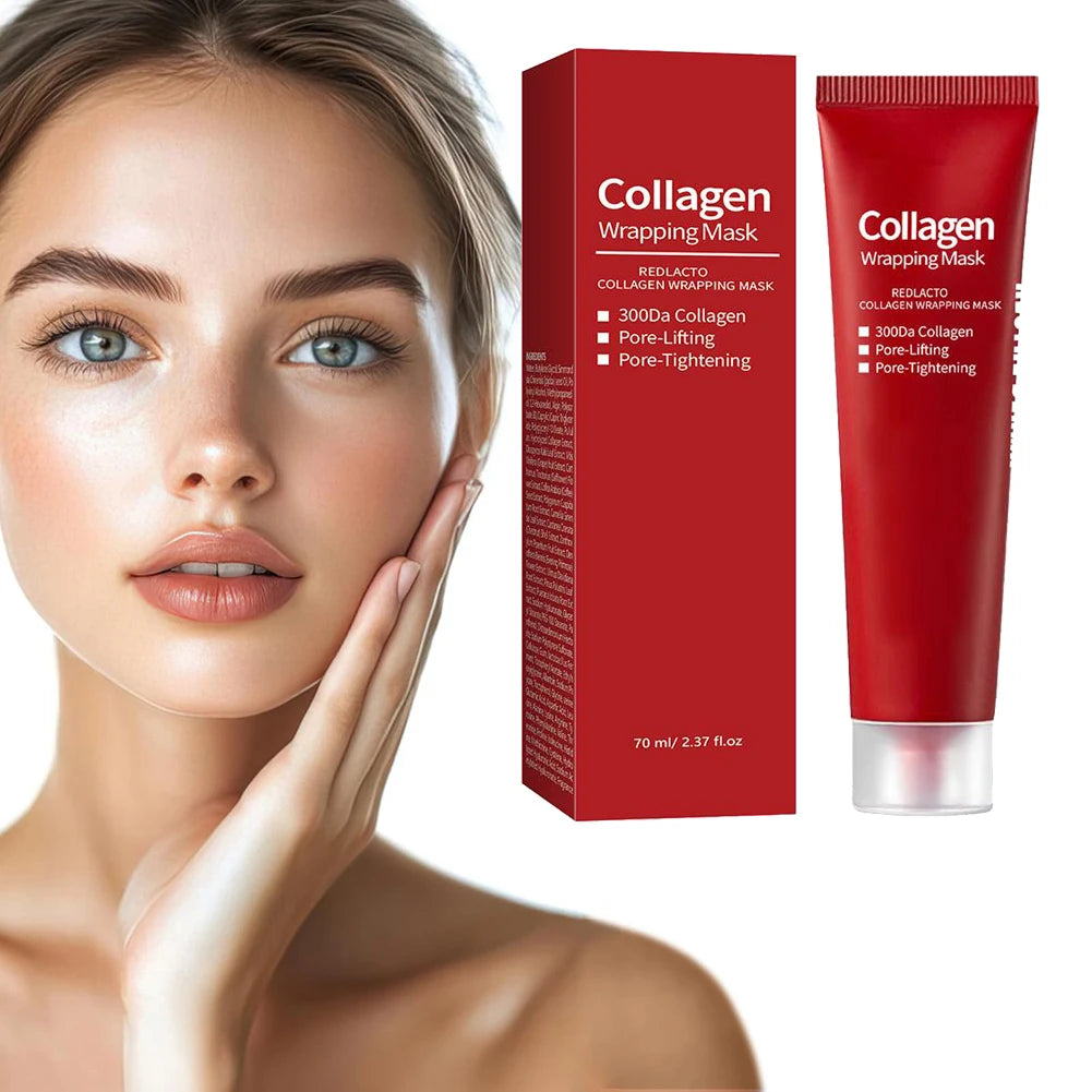Mascarilla despegable de colágeno, mascarilla hidratante de colágeno rojo lacto, mascarilla envolvente de limpieza profunda, mascarilla facial envolvente nocturna, elasticidad de la piel.