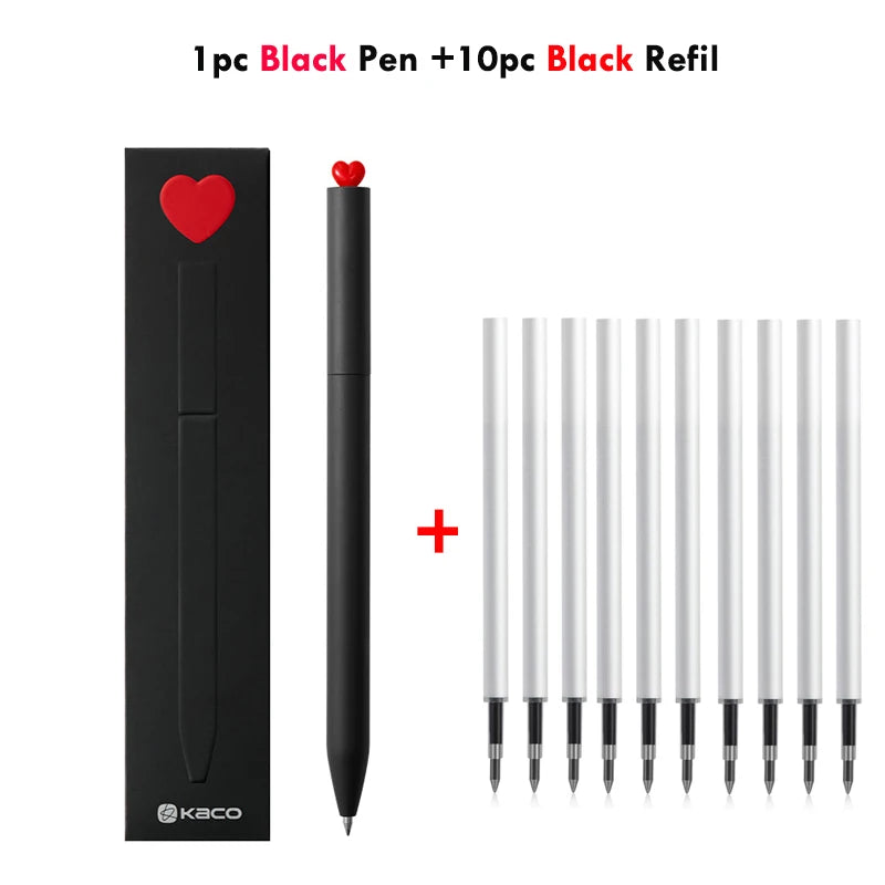 Juegos de bolígrafos de gel KACO, útiles escolares y de oficina para niños, de 0,5 mm de alta capacidad, con forma de corazón o signo del zodiaco, artículos de escritura, regalos de amor, artículos bonitos.