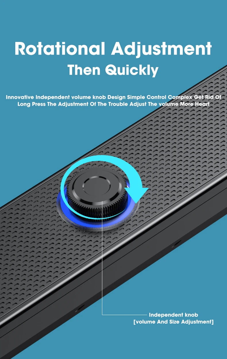 Altavoz Bluetooth Salange con cable USB, puerto de 3,5 mm, barra de sonido para PC, consola de juegos, teléfono inteligente, portátil, tableta, juego de escritorio negro largo