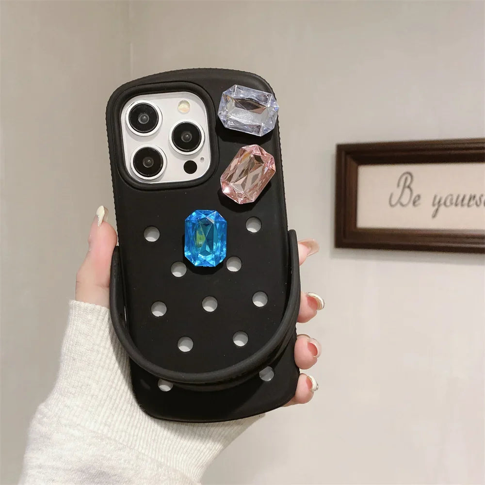 Funda blanda de lujo para iPhone con diseño de Crocs