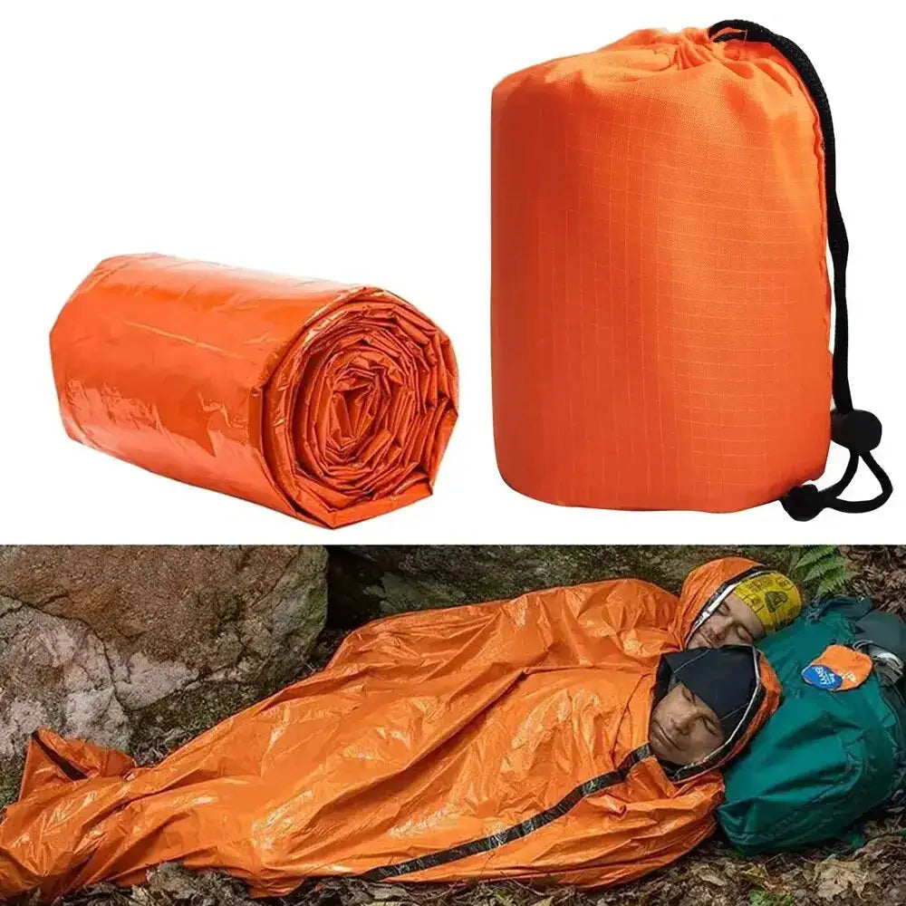 Emergency Sleeping Bag Ultra Waterproof Mylar Thermal Blankets Lightweight Survival Sleeping Bag Keep Warm for Camping Hiking - Lootquake