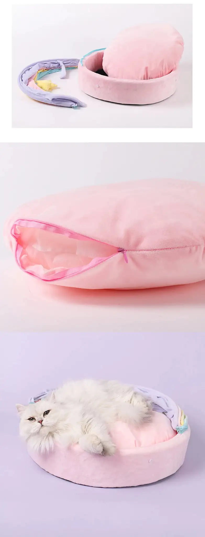 Cat House Bed Cute Cat Bed Rainbow Tent Pet Dog Sleeping Pad Winter Warm Deep Sleep Cat Nest Comfortable Breathable Cat House - Lootquake