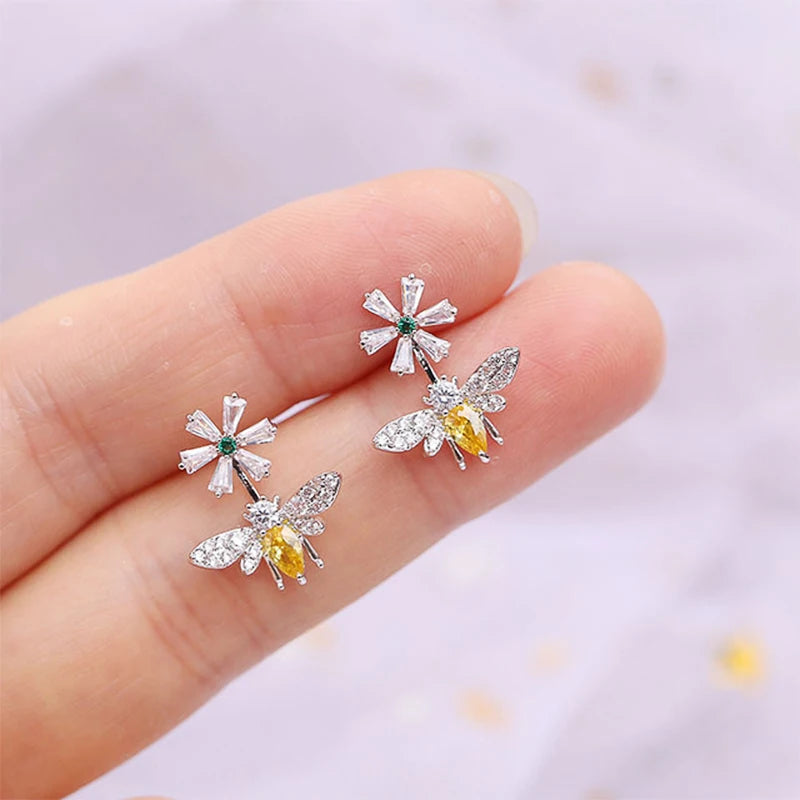 Huitan Delicate Bee Earrings Women for Wedding Engagement Good Quality Ear Accessories Dance Party Funny Earrings Trendy Jewelry - Lootquake