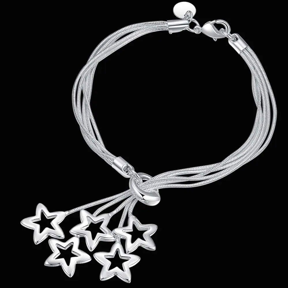 Fashion charm 925 Sterling Silver Bracelet for man woman Twisted rope chain fine jewelry Wedding party Christmas gift - Lootquake