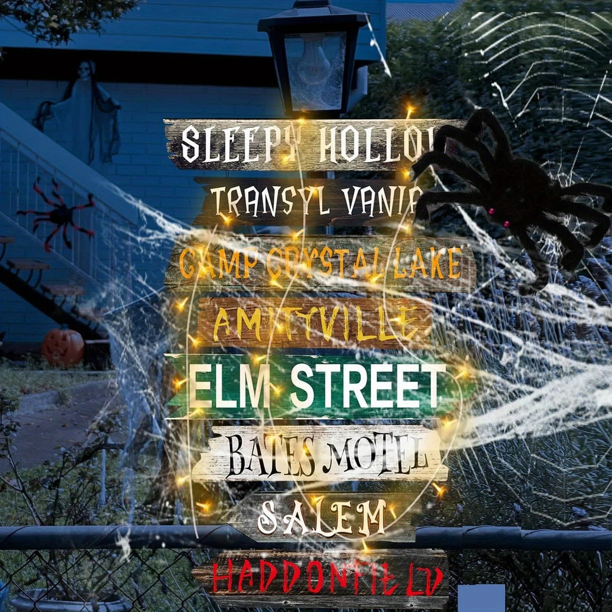 Halloween Decorations Outside Yard Sign Decor Scary Halloween Street Signs Halloween Party Photo Booth Props for Outdoor Hallowe