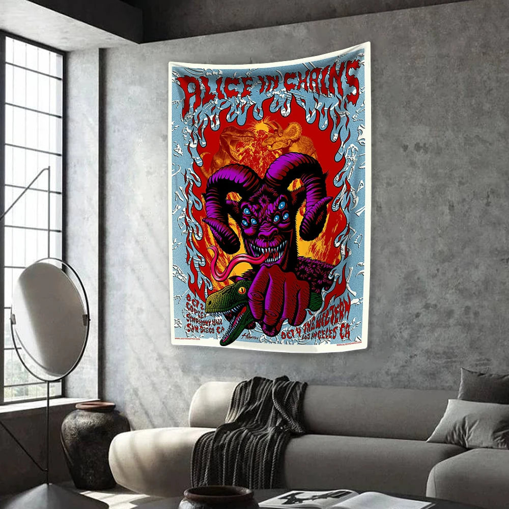 Tapisserie de groupe de rock A-Alice in Chains, décoration d'intérieur, esthétique, couvre-lit, tenture murale, tapis, revêtement de dortoir, tissu
