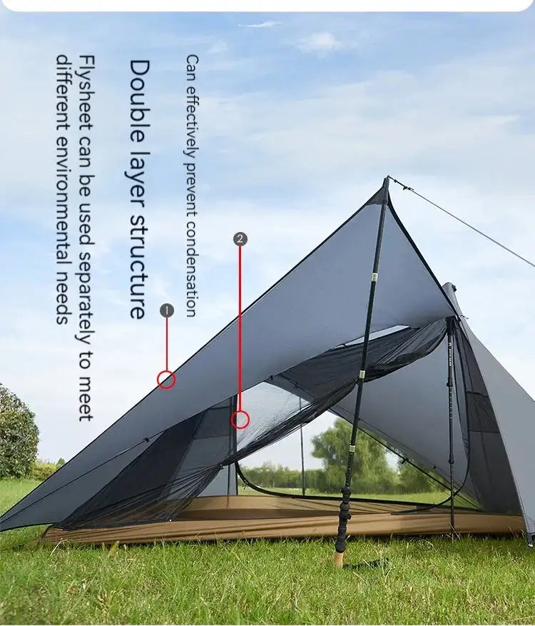 ASTA GEAR Yun Chuan double-sided silicon-coated double A pyramid 15D nylon rodless camping hiking outdoor tent - Lootquake